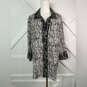 Habitat Clothes to Live In Black & White Textured Button Front Tunic Jacket Sz M